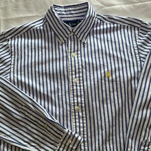 Ralph Lauren Blue & White striped Long Sleeve button-down shirt Men’s Size S